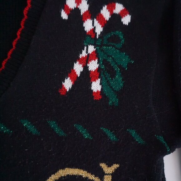 Vintage Style Studio Black Christmas Ornament Bell Stocking Holiday Cardigan M - Picture 11 of 11